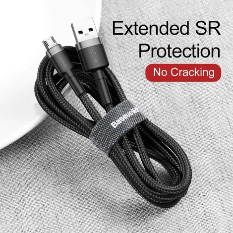 Baseus Micro USB Cafule Adat- és töltőkábel 2.4A 1m Szürke + Fekete (CAMKLF-BG1)