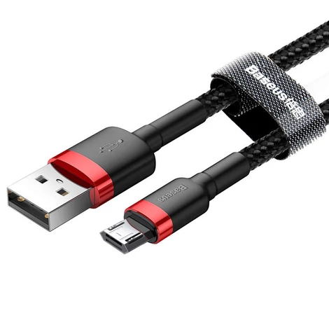 Baseus Micro USB Cafule Adat- és töltőkábel 1.5A 2m Piros + Fekete (CAMKLF-C91)