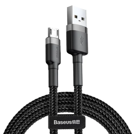 Baseus Micro USB Cafule Adat- és töltőkábel 2A 3m Szürke + Fekete (CAMKLF-HG1)