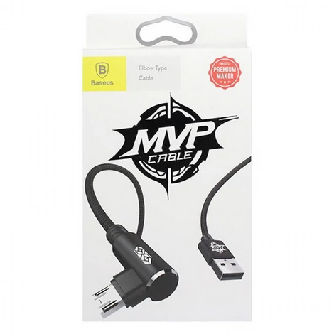 Baseus Micro USB MVP Derékszögű csatlakozóval USB Adat- és töltőkábel 1.5A 2m Fekete (CAMMVP-B01)