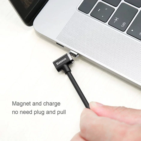 Baseus Magnet Mágneses Type-C USB C MacBook Kábel 4.3A 1.5m Fekete (CATBL-01)