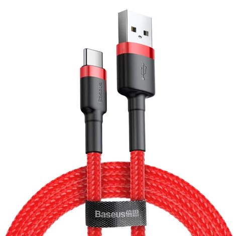 Baseus Type-C USB C Cafule Adat- és töltőkábel 3A 0.5m Piros + Piros (CATKLF-A09)