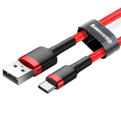 Baseus Type-C USB C Cafule Adat- és töltőkábel 2A 2m Piros + Piros (CATKLF-C09)