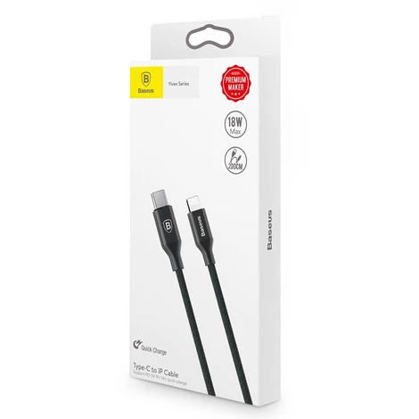 Baseus Yiven series Type-C USB C - Lightning Adat- és töltőkábel 18W 2m Fekete (CATLYW-B01)