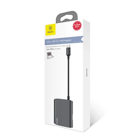 Baseus Enjoyment series USB-C to USB 3.0 + VGA adapter HUB Szürke (CATSX-E0G)