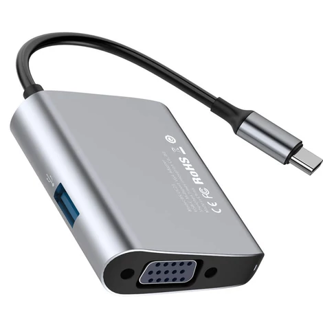 Baseus Enjoyment series USB-C to USB 3.0 + VGA adapter HUB Szürke (CATSX-E0G)