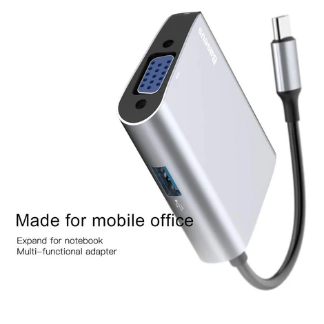 Baseus Enjoyment series USB-C to USB 3.0 + VGA adapter HUB Szürke (CATSX-E0G)