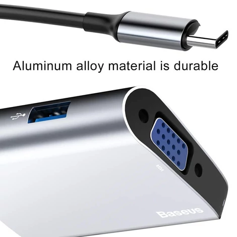Baseus Enjoyment series USB-C to USB 3.0 + VGA adapter HUB Szürke (CATSX-E0G)