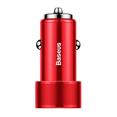 Baseus Small Screw 3.4A univerzális Smart autós töltő, 2x USB, piros (CAXLD-C09)