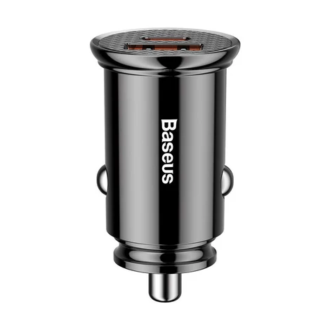 Baseus Circular USB / USB-C 30W autós töltő, fekete (CCALL-YS01)