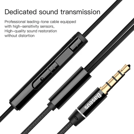 Baseus Encok H06 fülhallgató lateral-in-ear, mini jack, vezetékes, fekete (NGH06-01)