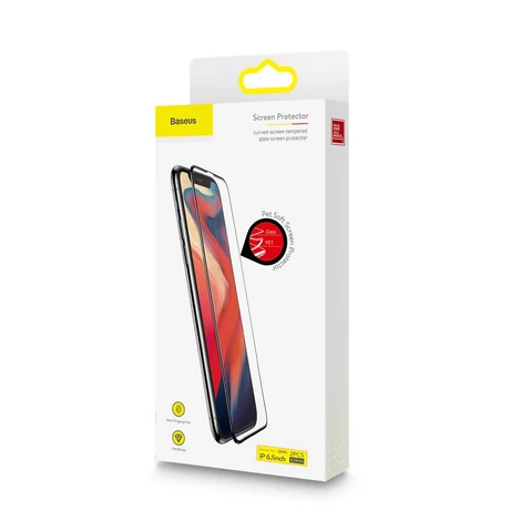 Baseus iPhone Xr 0.23 mm lekerekített ütésálló Edzett üveg kijelzővédő fólia - Fekete (SGAPIPH61-APE01)