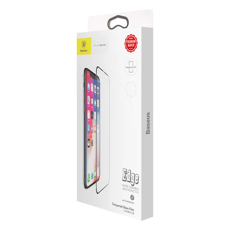 Baseus iPhone Xs Max All-screen teljes képernyős 0.2mm kékfényszűrős lekerekített edzett üveg kijelzővédő fólia - Fekete (SGAPIPHX-HEB01)