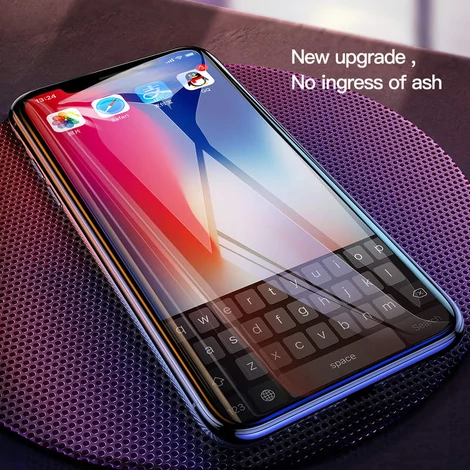 Baseus iPhone Xs Max All-screen teljes képernyős 0.2mm kékfényszűrős lekerekített edzett üveg kijelzővédő fólia - Fekete (SGAPIPHX-HEB01)