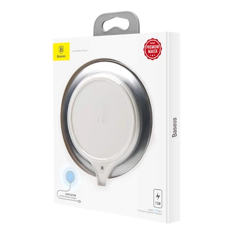 Baseus Metal Wireless vezeték nélküli Qi töltő 10W Ezüst/Fehér (WXJS-S2)