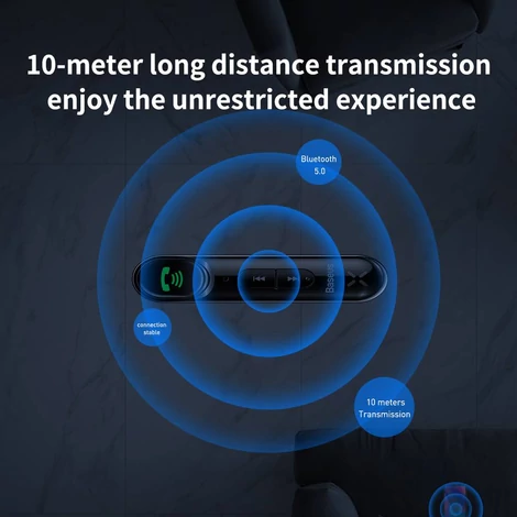 Baseus Qiyin Bluetooth audio vevő AUX mini jack autórádióhoz kihangosító fekete (WXQY-01)