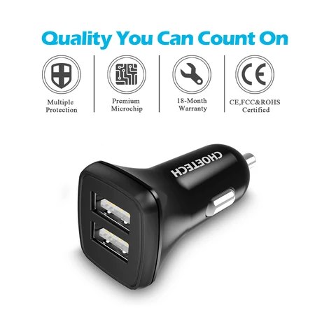 CHOETECH C0019 2 USB portos autós töltő