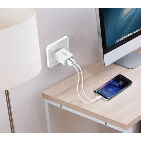 CHOETECH C0030 2 USB portos fali hálozati töltő fehér