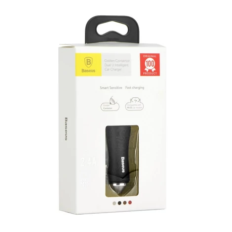Baseus Golden Contactor Dual U Intelligent dual USB szivargyújtó töltő 2.4A fekete