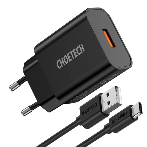 Choetech Q5003 18W QC 3.0 Gyorstöltő Hálózati fali töltő adapter + USB-C kábel