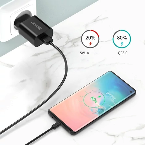 Choetech Q5003 18W QC 3.0 Gyorstöltő Hálózati fali töltő adapter + USB-C kábel