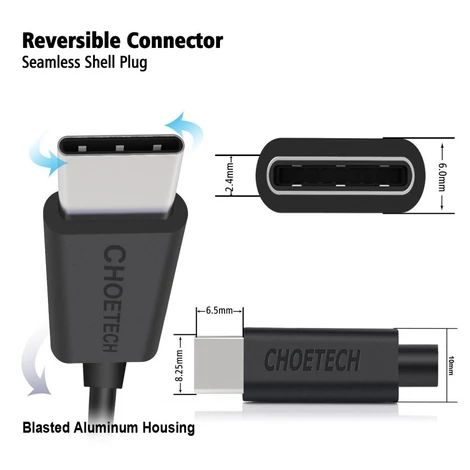 Choetech AC0002 Hi-speed Nagysebességű USB A to Type C USB C Adat- és töltőkábel 1M