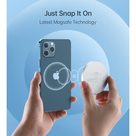 Choetech 15 W-os mágneses Qi vezeték nélküli töltő (MagSafe-kompatibilis), fehér (T517-F)