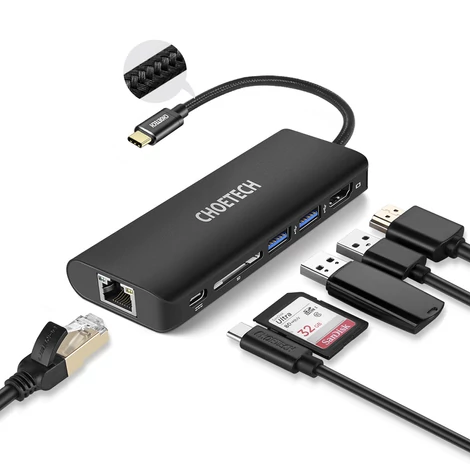 Choetech HUB-M05 6 in 1 Multiport USB-C adapter Hub HDMI USB 3.0 LAN SD