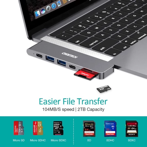 Choetech HUB-M14 7in1 USB C HUB Átalakító Adapter 4K HDMI USB 3.0 100W USB C PD Micro SD / SD Kártyaolvasó