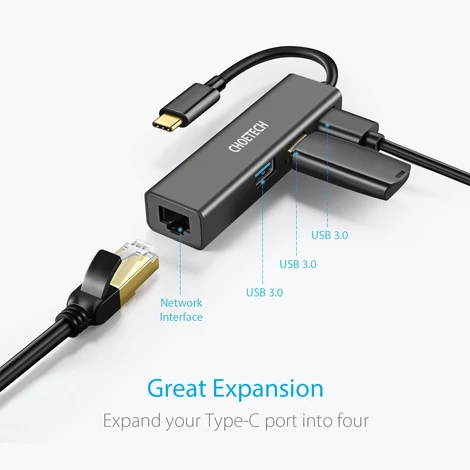 Choetech HUB-U02 USB C Ethernet HUB LAN Hálózati Átalakító Adapter