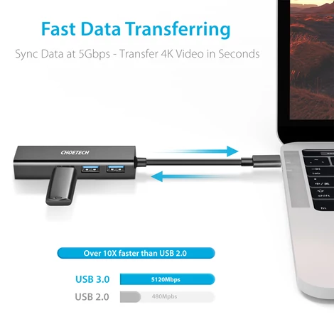 Choetech HUB-U02 USB C Ethernet HUB LAN Hálózati Átalakító Adapter