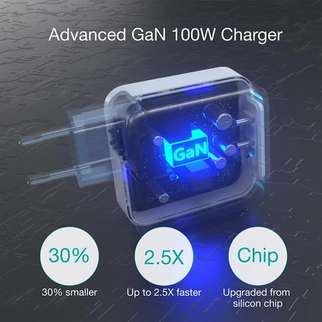 Choetech PD 100W Nagyteljesítményű GaN Dupla USB C Hálózati Fali Töltő Adapter MacBook
