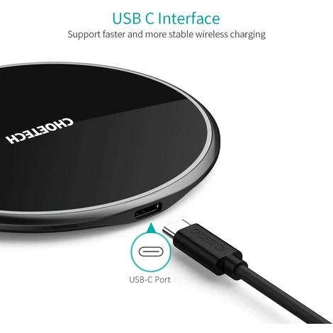 Choetech T559-F USB-C 15W Nagyteljesítményű Üveg borítású Vezeték nélküli gyorstöltő