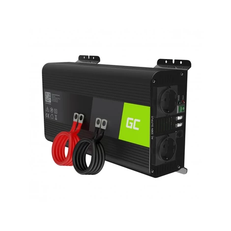 Green Cell Autós Teljesítmény Inverter 12V-ról 230V-ra feszültségátalakító (feszültség növelő, tiszta szinusz) 1000W / 2000W USB-vel