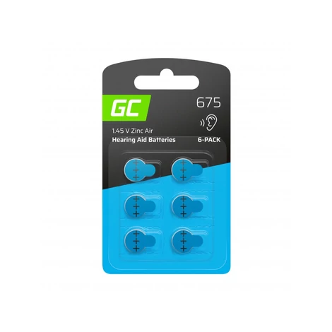 6x Green Cell hallókészülék elem Type 675 P675 PR44 ZL1 Cink levegő típus