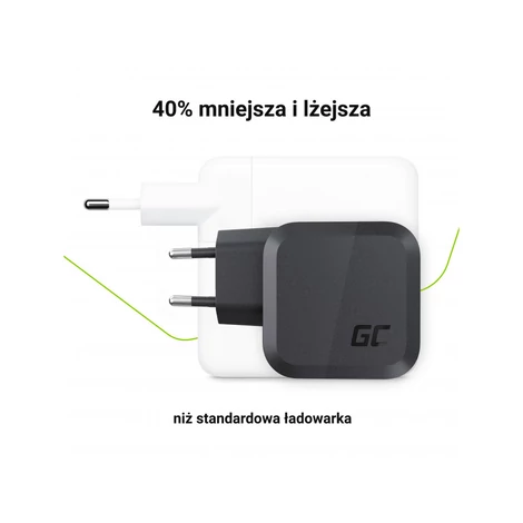 Green Cell GaN PowerGaN gyorstöltő 2x USB-C PD + 1x QC 3.0 65W EU (fekete)