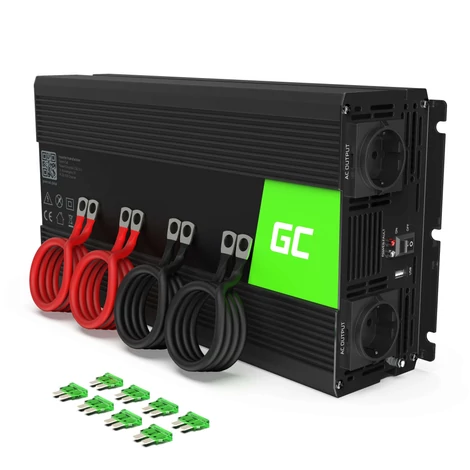 Green Cell Autós Teljesítmény Inverter 24V-ról 230V-ra feszültségátalakító (feszültség növelő) 2000W / 4000W módosított szinusz