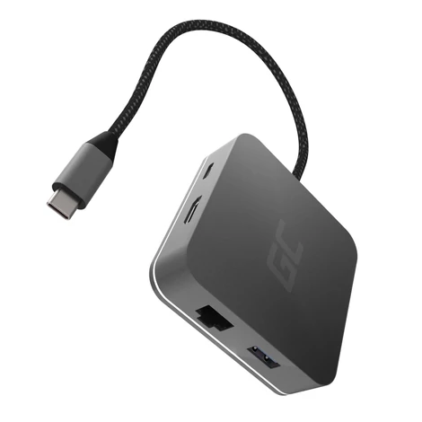 Green Cell USB-C 6in1 Dokkoló Hub USB 3.0 HDMI Ethernet USB-C