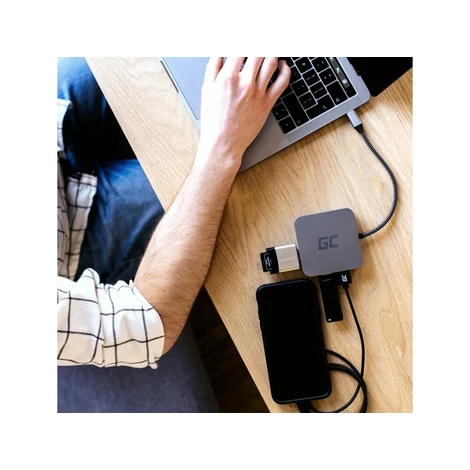 Green Cell USB-C 6in1 Dokkoló Hub USB 3.0 HDMI Ethernet USB-C