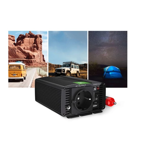 Green Cell Autós Teljesítmény Inverter 24V-ról 230V-ra feszültségátalakító (feszültség növelő) 150W / 300W módosított szinusz