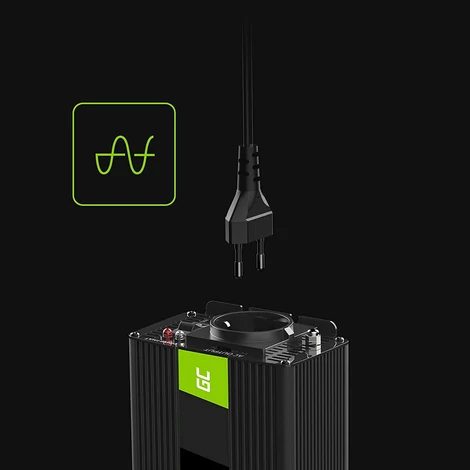 Green Cell Autós Teljesítmény Inverter 24V-ról 230V-ra feszültségátalakító (feszültség növelő) 150W / 300W tiszta szinusz