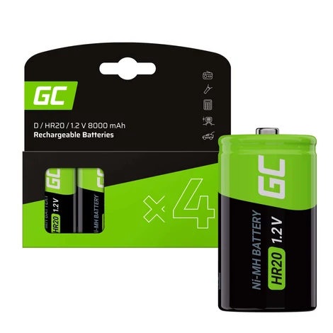 Green Cell akkumulátor 4x D R20 HR20 Ni-MH 1.2V 8000mAh