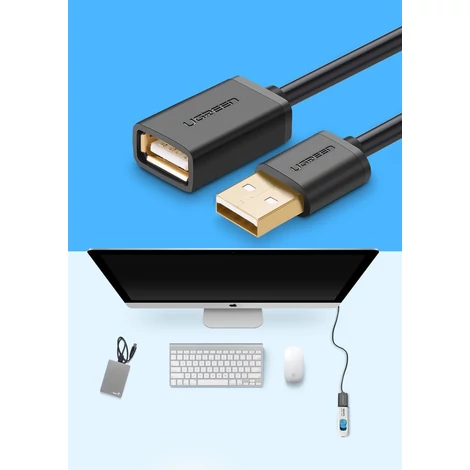 Ugreen USB (anya) to USB (apa) hosszabbító kábel 1m - Fekete (10314)