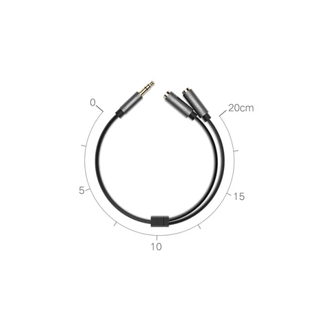 Ugreen 3.5mm mini jack AUX elosztó adapter kábel 20cm - Ezüst (10532)