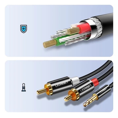 Ugreen 3.5mm mini jack to 2RCA audio kábel 3m - Fekete (10590)