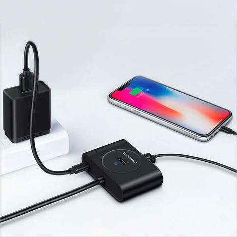 Ugreen USB 3.0 OTG HUB Elosztó 4x USB - Fekete (20290)