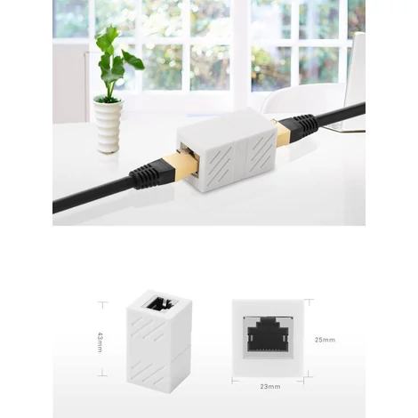 Ugreen hálózati LAN RJ45 Ethernet kábel toldó hosszabbító - Fehér (20311)
