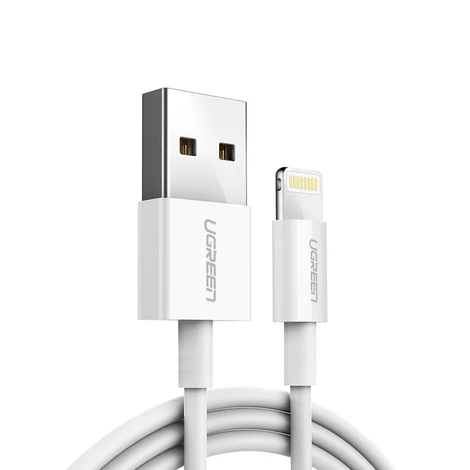 Ugreen USB - Lightning iPhone iPad MFI adat és töltőkábel 1m 2,4A - Fehér (20728)