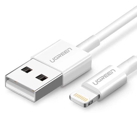 Ugreen USB - Lightning iPhone iPad MFI adat és töltőkábel 1m 2,4A - Fehér (20728)