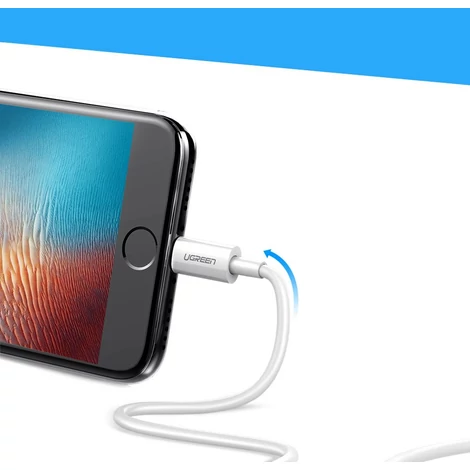 Ugreen USB - Lightning iPhone iPad MFI adat és töltőkábel 1m 2,4A - Fehér (20728)